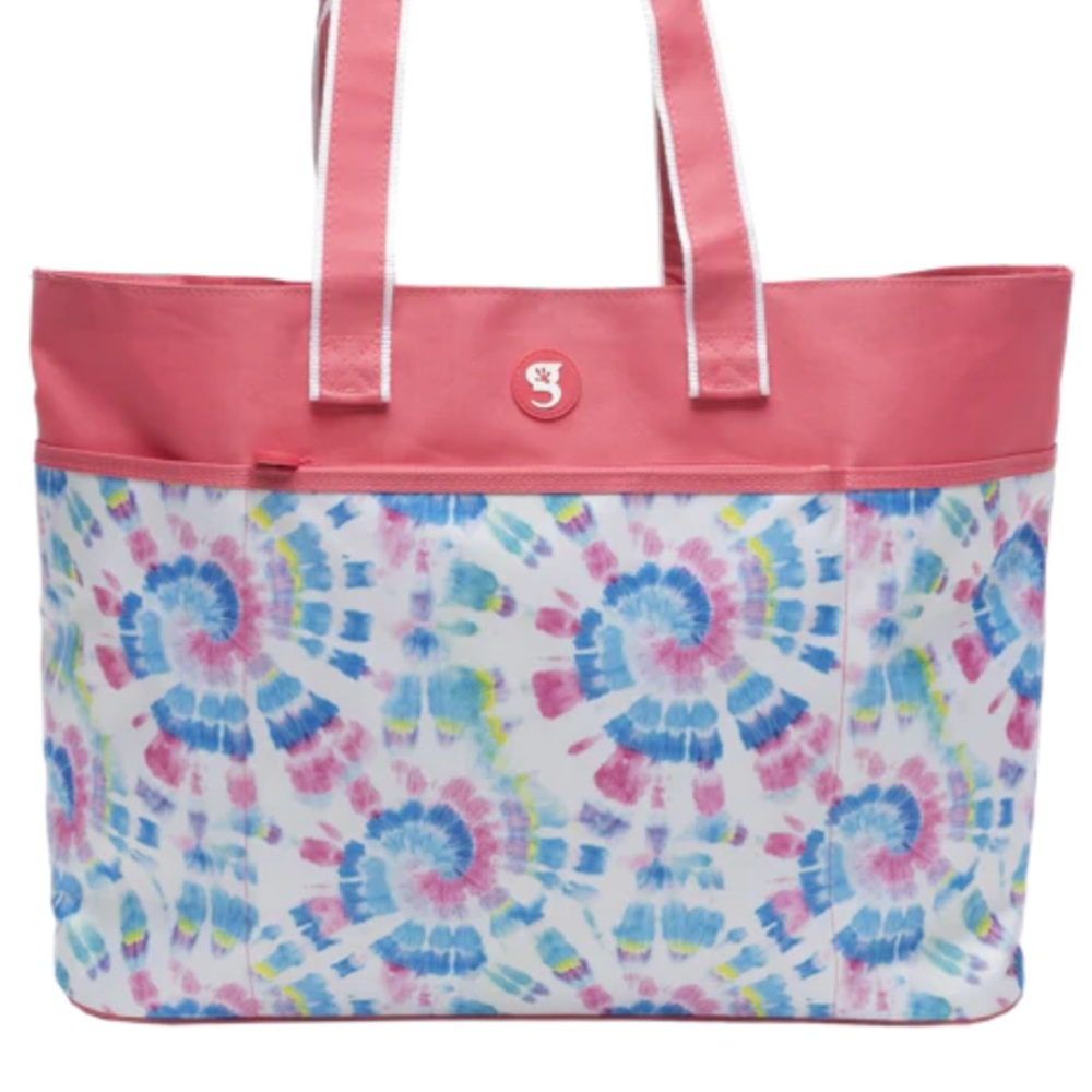 NWT geckobrands Oversized Beach Tote With Five Pockets in Pink Tie Dye